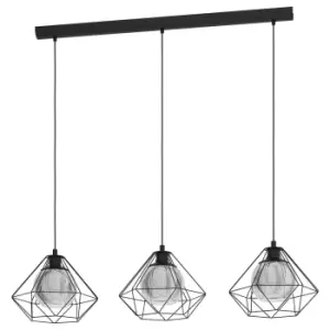 image of Hanging Ceiling Pendant Light Geometric Black & Glass 3x E27 Kitchen Island