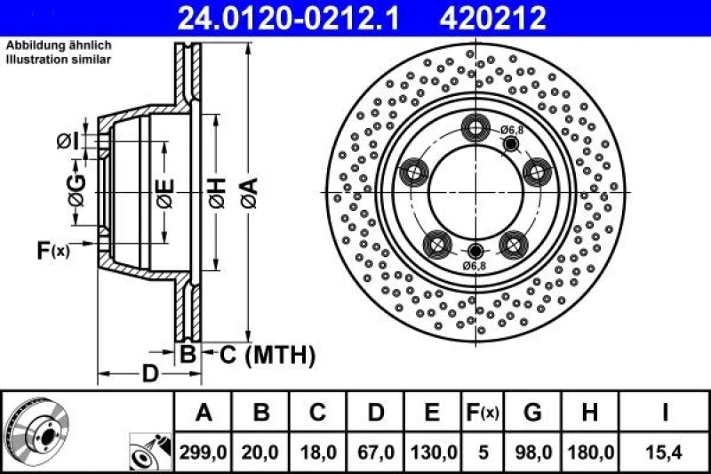 Image of ATE 24.0120-0212.1 Brake disc perforated/vented, Coated, Alloyed/High-carbon Brake Disc (82)