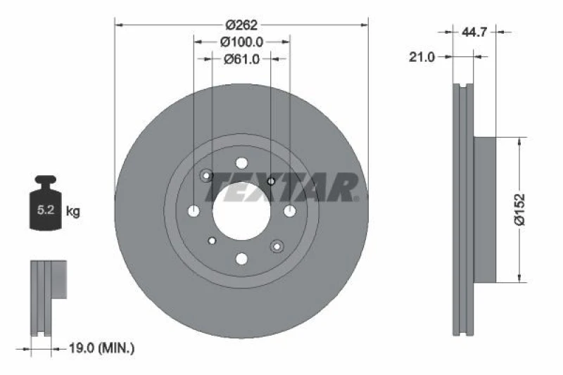 Image of Brake disc TEXTAR 92334003