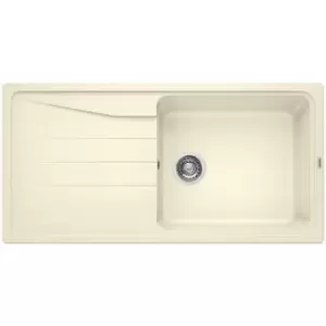 image of Single Bowl Cream Composite Kitchen Sink with Reversible Drainer - Blanco Sona Xl 6 S Silgranit Puradur Ii