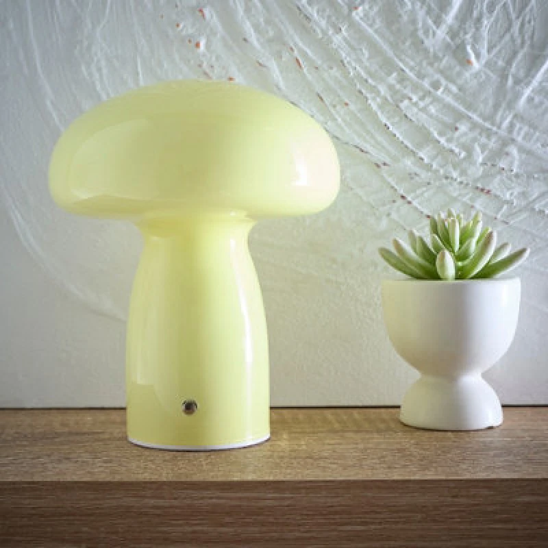 Image of K Living Cory Lemon Elegant Mushroom Shaped Glass Recharge 2W LED Lamp In 7 Stylish Colours