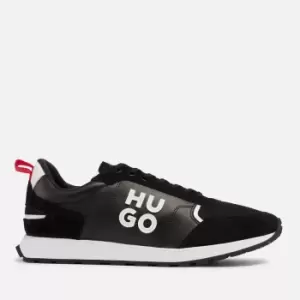 Image of HUGO Icelin Script Leather, Suede and Mesh Trainers