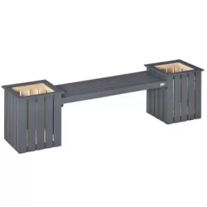 Image of Outsunny 2 Seater Wooden Garden Planter & Bench Combination (192 x 43 x 50 cm) - Grey