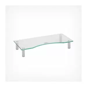 VonHaus Monitor Stand for Desks - Height Adjustable - Screen Riser for Computers, Laptops & TVs - Clear Curved Glass with Aluminium Legs - Designed