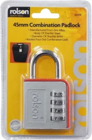 Image of Rolson Combination Padlock, 45mm