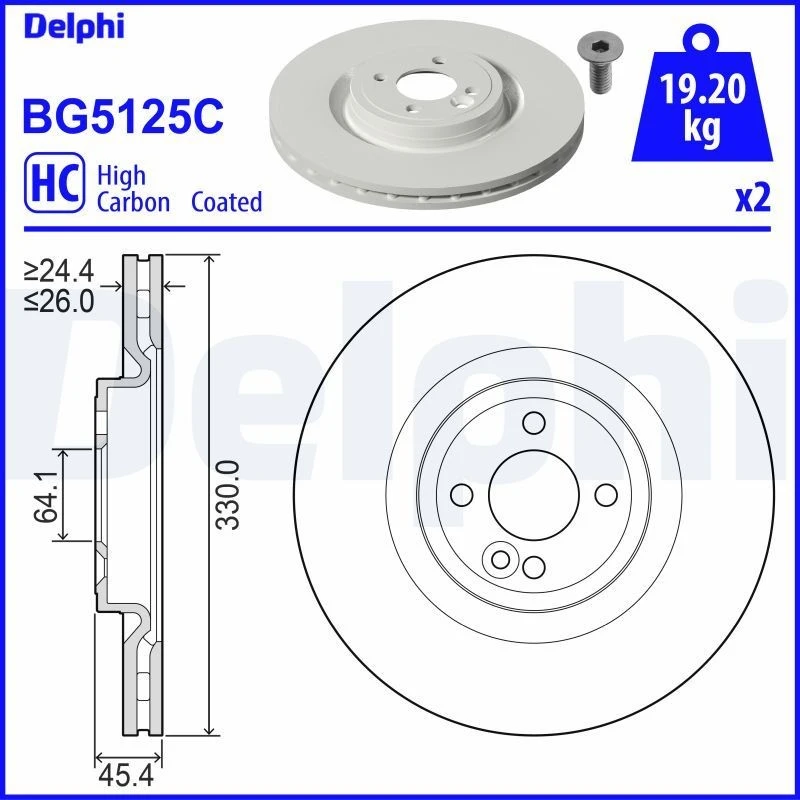 Image of DELPHI Brake disc DELPHI BG5125C