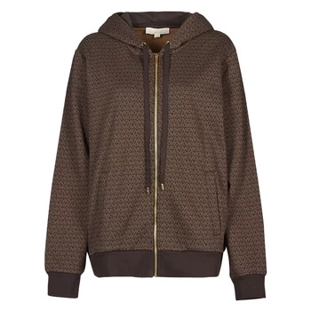 image of Michael Kors UNISEX MK DOT ZIP HOODIE womens Sweatshirt in Brown - Sizes S,M,L,XL