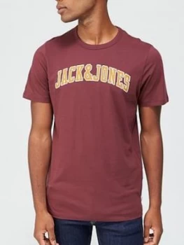 Image of Jack & Jones Crossing Logo T-Shirt - Burgundy