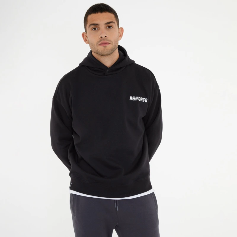 Image of Threadbare Graphic Print Relaxed Fit Pullover Hoodie - Black S