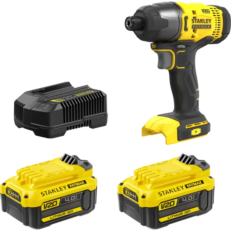 Image of Stanley Fatmax V20 SFMCF800 18v Cordless Impact Driver SFMCF800M2 Batteries: 2 x 4ah Li-ion
