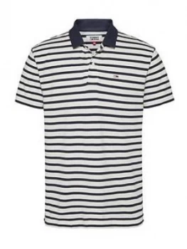 Image of Tommy Jeans Classics Stripe Polo Shirt - Navy Stripe