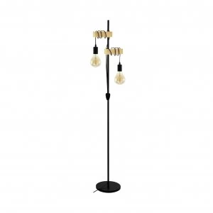 image of Eglo Townshend Hung Floor Lamp - Black and Oak