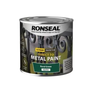 Image of Ronseal Direct to Metal Paint Rural Green Gloss 250ml