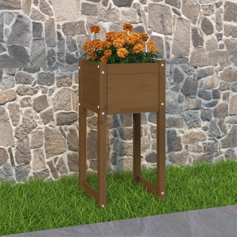 Image of vidaXL Planter Honey Brown 40x40x81cm Solid Wood Pine, Brown 822128