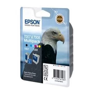 Image of Epson Eagle T007 Black And Parrot T008 Colour Ink Cartridge