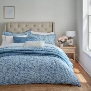 image of Katie Piper Cotton Be Still Foliage Blue Bedding Set -Single