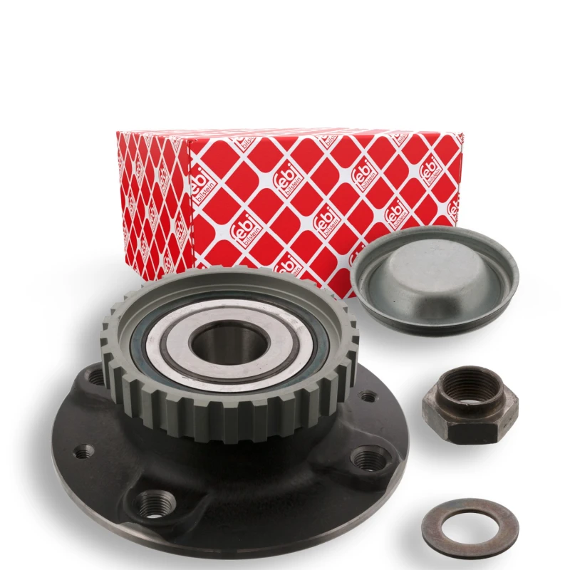 Image of FEBI BILSTEIN 43505 Wheel bearing kit with fastening/mounting material, Rear Axle Right, with ABS sensor ring Wheel Bearing Kit (654)