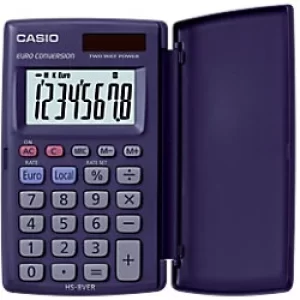 image of Casio HS-8VER Pocket Calculator 8 Digit LCD Display Blue