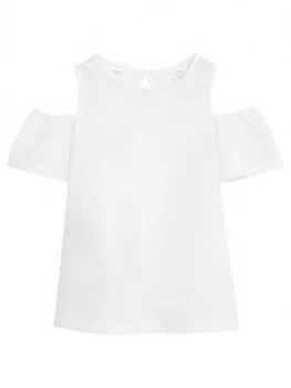 Mango Girls Cut Out Shoulder Top - White