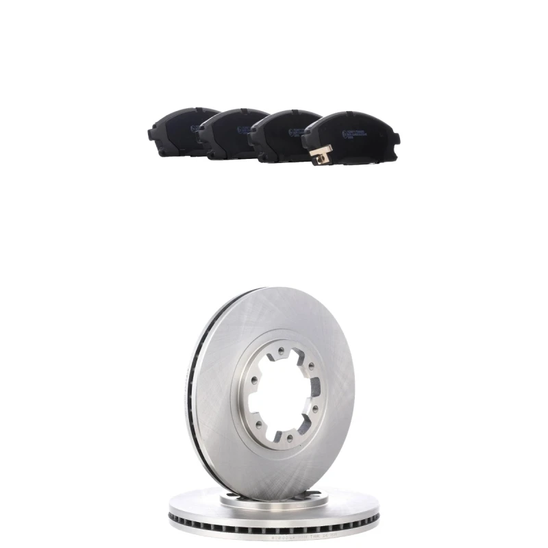 Image of RIDEX 3405B2681 Brake disc and pads set Front Axle, Brake Disc Type: internally vented, with acoustic wear warning Brake Set,disc brakes (3405)