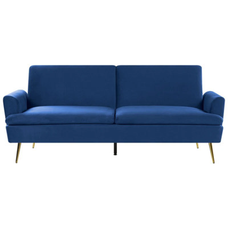 Image of Beliani Sofa Bed 3 Seater Vettre Velvet Navy Blue