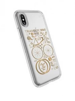 image of Speck Presidio Clear Print For iPhone X Clear And Gold Print