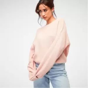 image of Missguided Slouchy Crew Neck Jumper - Pink