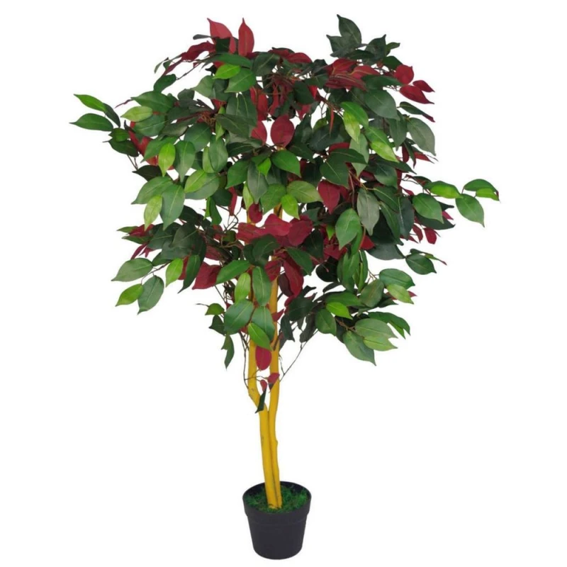 Image of Leaf 120cm Leaf Realistic Artificial Ficus Tree / Plant Red unisex
