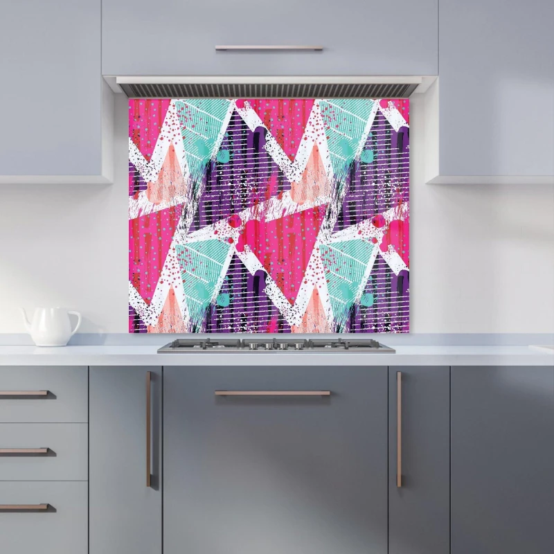 Image of Warren Reed - Designer Monochrome Line Drawn Poppies Kitchen Splashback in Pink Size: 900mm x 650mm Pink Unisex 900mm x 650mm