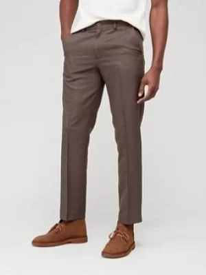 image of Farah Adjustable Waist Smart Trousers, Taupe, Size 40, Inside Leg Short, Men