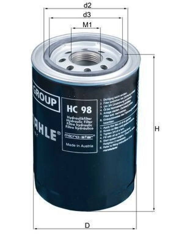 Image of Automatic transmission filter MAHLE HC 98