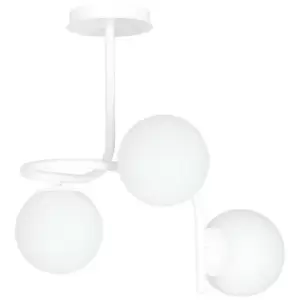 Image of Emibig Kalf White Globe Ceiling Light with White Glass Shades, 3x E14