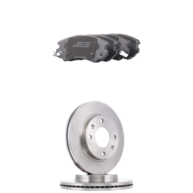 Image of RIDEX 3405B2913 Brake disc and pads set Front Axle, Brake Disc Type: Vented, with acoustic wear warning Brake Set,disc brakes (3405)