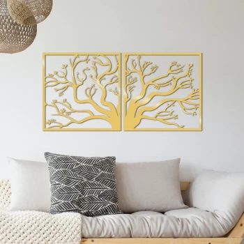Image of Tree Metal Decor - Gold Gold Decorative Metal Wall Accessory