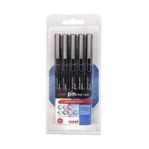 Uni-Ball PIN Ultra Fineliner Pens Assorted-Tips Black Pack of 5