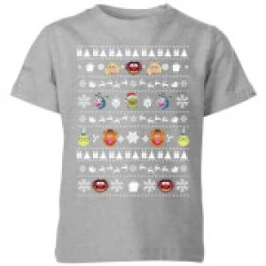 Image of Muppets Pattern Kids Christmas T-Shirt - Grey - 11-12 Years