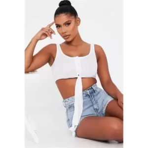 Image of I Saw It First White Button Front Wrap Detail Crop Top - White
