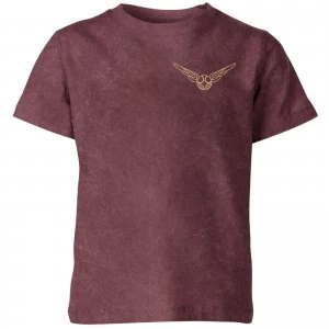 Image of Harry Potter Snitch Kids T-Shirt - Burgundy Acid Wash - 9-10 Years - Burgundy Acid Wash