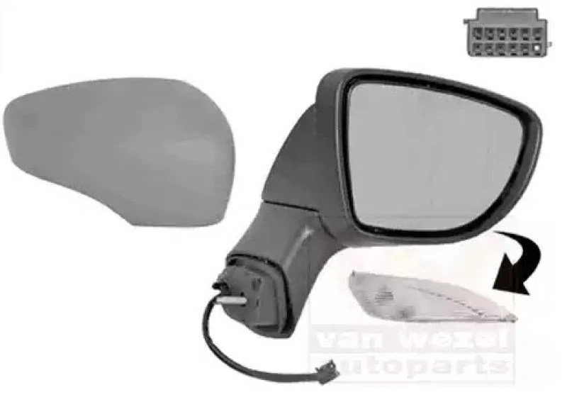 Image of VAN WEZEL 4386818 Wing mirror * HAGUS * Right, with temperature sensor, primed Outside Mirror (50)