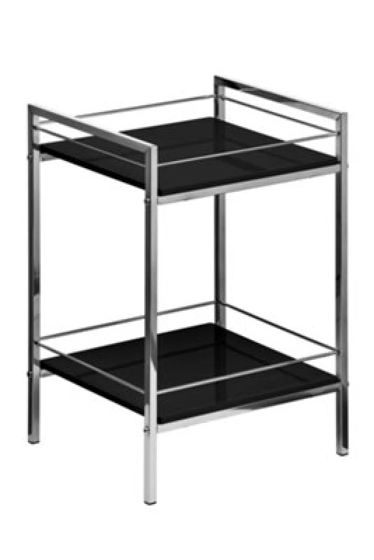 Image of Premier Housewares Interiors by Premier 2 Tier Black High Gloss Shelf Unit, Modern Black Shelving Unit, Open Design Small Shelving Unit, Storage Unit