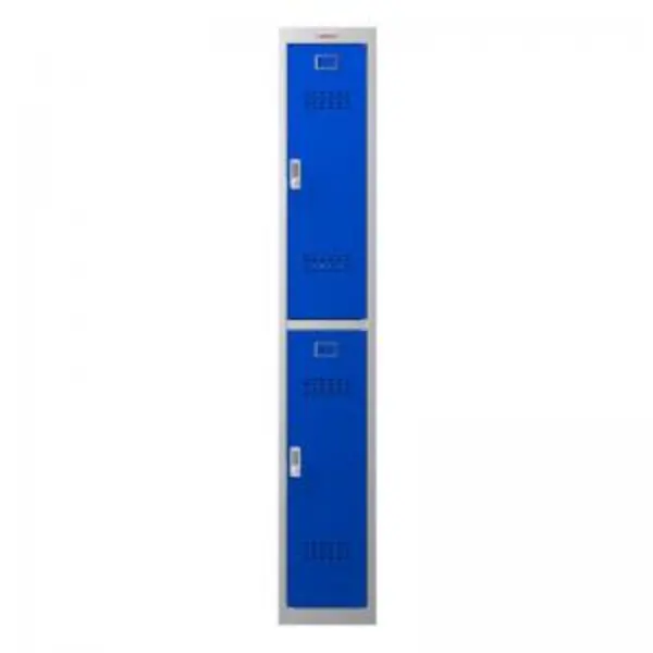 image of Phoenix PL Series 1 Column 2 Door Personal Locker Grey Body Blue Doors EXR87287PH