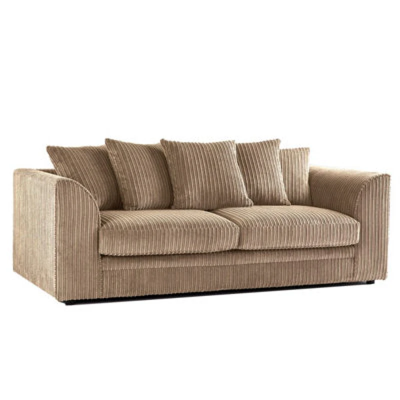 Image of Furnishings For Less UK Luxor Jumbo Cord Coffee Fabric 3 Seater Sofa