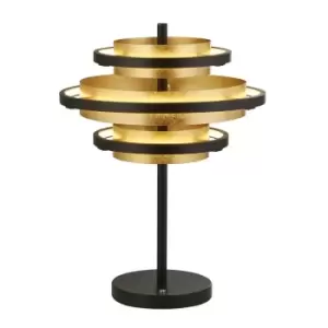 Image of Hive Black/Gold Leaf 3 Light LED Table Lamp 2700K