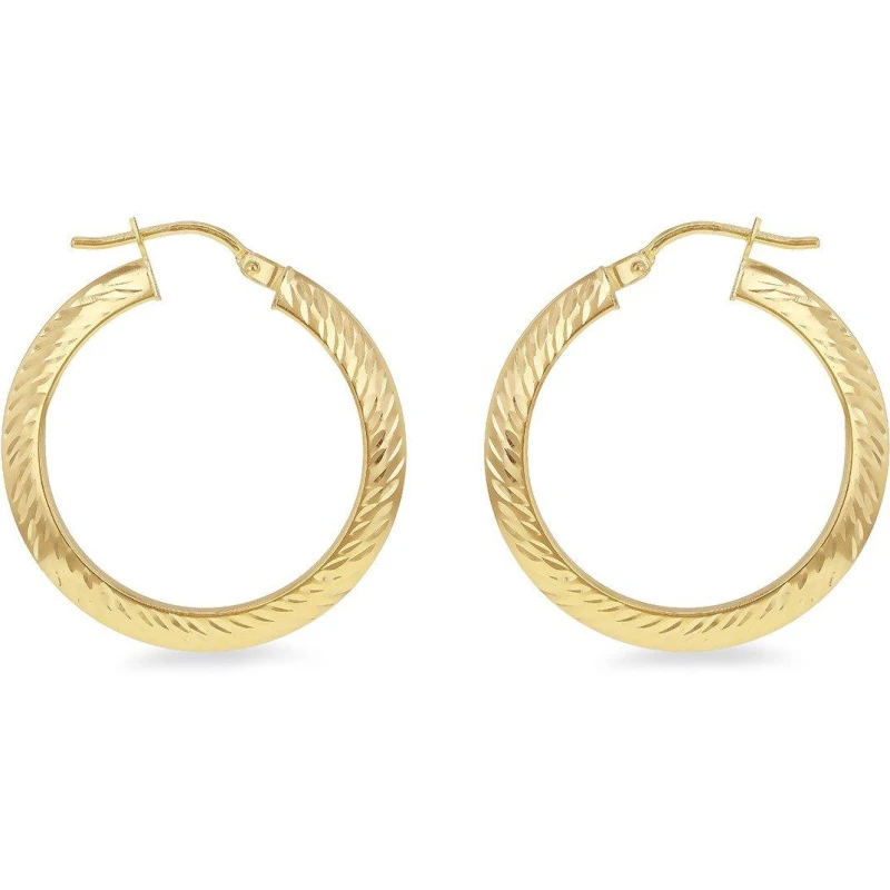 Image of Be You 9ct Gold Diamond Cut Creole Earring Hoop Earrings One Size Gold 72945110000