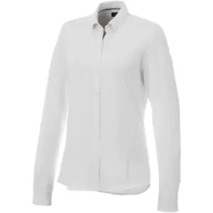 Elevate Womens/Ladies Bigelow Long Sleeve Pique Shirt (XL) (White)