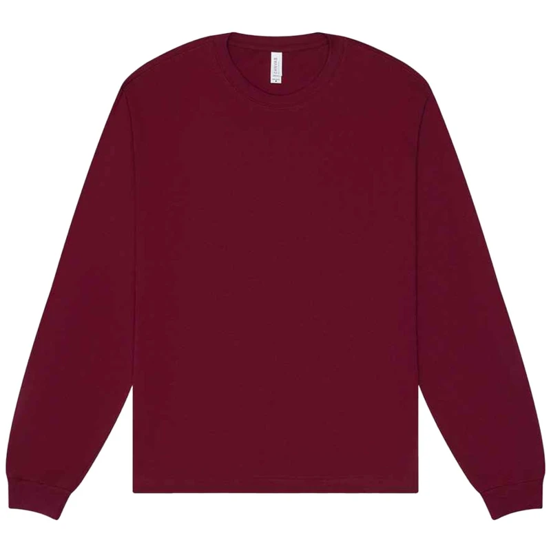 Image of Bella + Canvas Mens Heavyweight Long-Sleeved T-Shirt in Maroon Size: Large Maroon Male L
