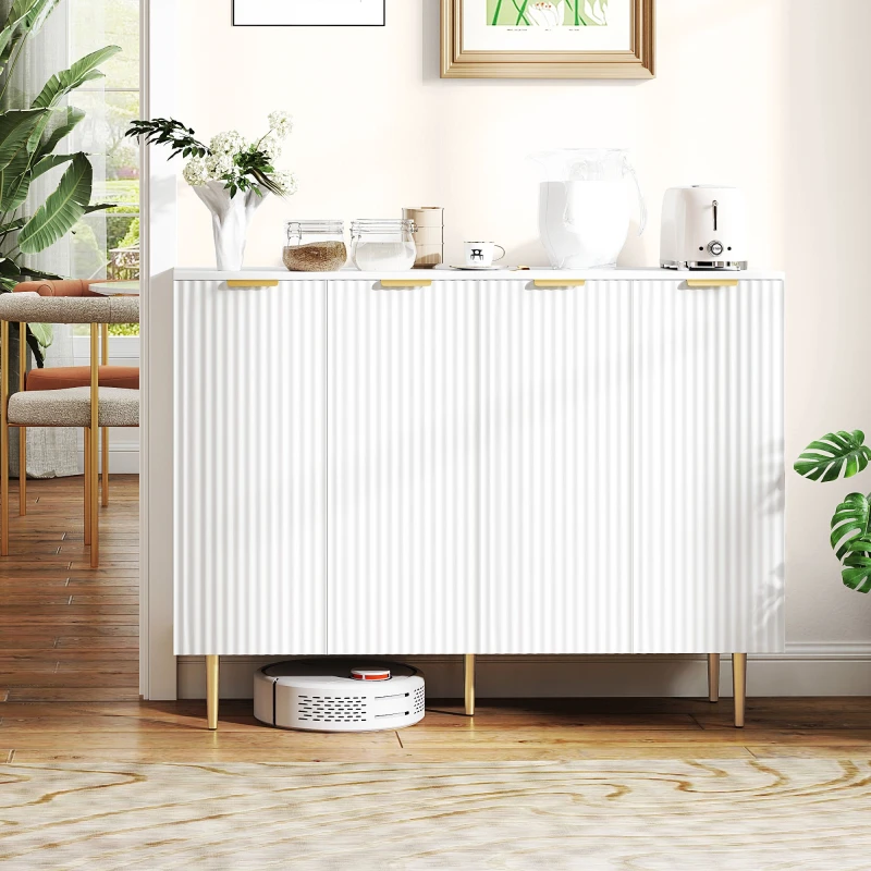 Image of HOMCOM Sideboard Buffet Cabinet with Adjustable Shelves, White White