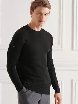 Image of Superdry Studios Merino Crew - Black, Size L, Men