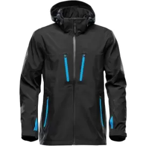 image of Stormtech Mens Patrol Hooded Soft Shell Jacket (3XL) (Black/Electric Blue)