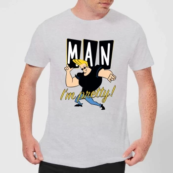 image of Johnny Bravo Man I'm Pretty Mens T-Shirt - Grey - XS - Grey